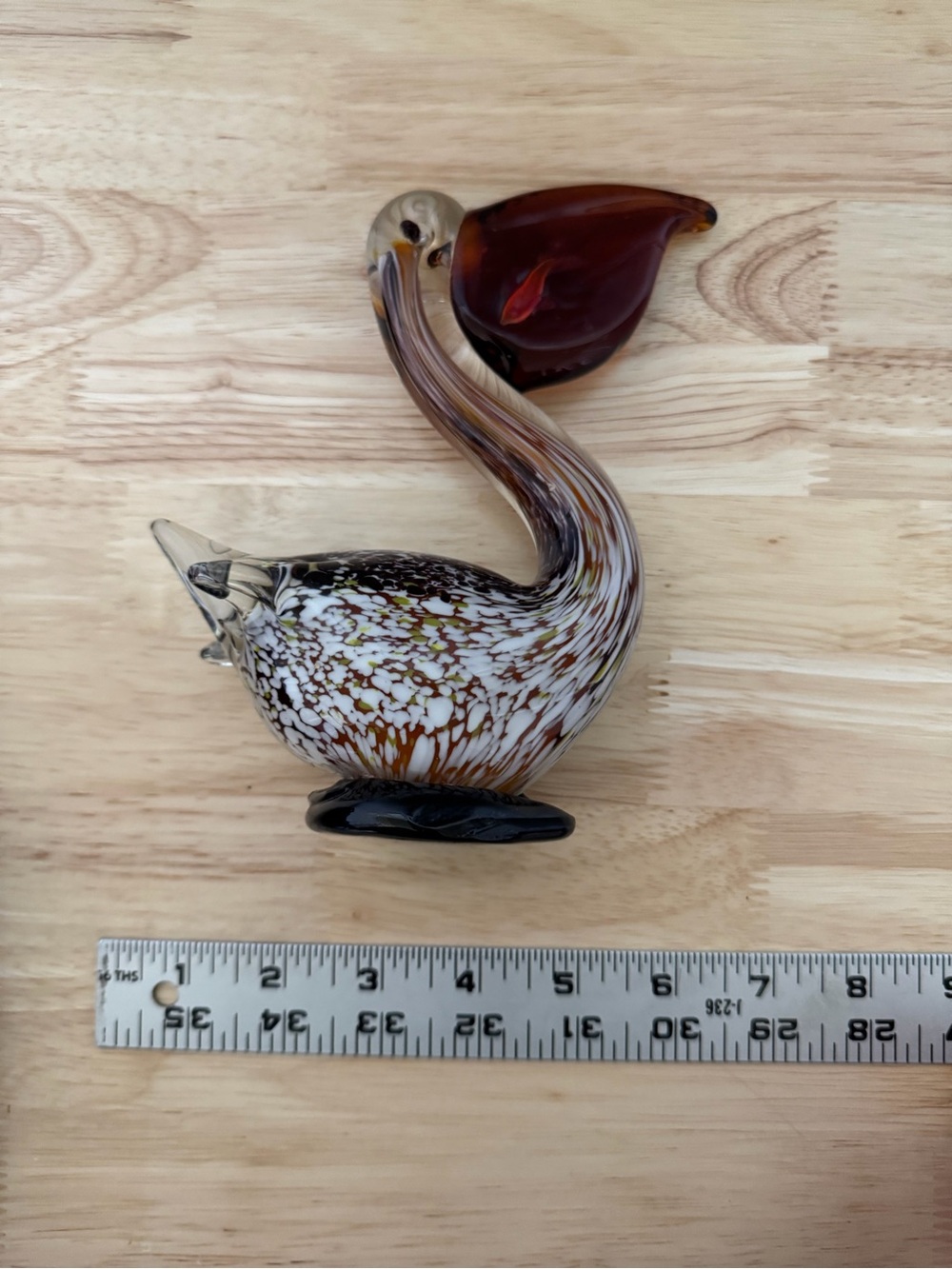Handblown Glass Pelican Sculpture in Amber and Clear- Murano Style - Picture 7 of 7